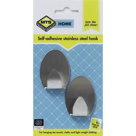 Oval Stainles Steel Hook Medium 2 Pack, MTS - Cashbuild