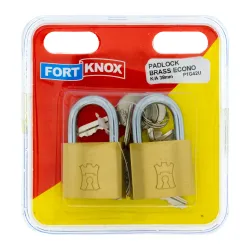 Fort Knox Padlock Brass 38mm Econo 2 K/A Quantity:2, FORT KNOX - Cashbuild