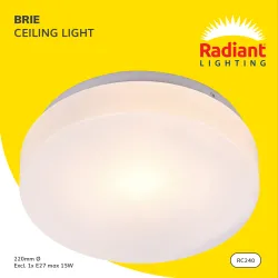 Ceiling Light Brie Rnd Wht 220mm Rad,  - Cashbuild