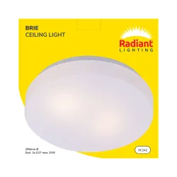 Ceiling Light Brie Rnd Wht 290mm Rad,  - Cashbuild