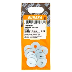 EUREKA WASHER MEDIUM 5X18X1.5mm ZINC PLATED Quantity:15 - Cashbuild