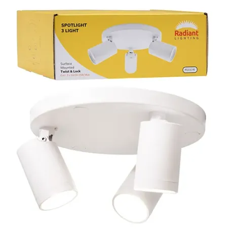 Spotlight 3Lt Plate Surface Gu10 Wht R,  - Cashbuild