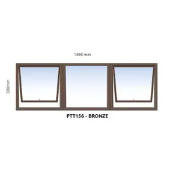 Window Frame Aluminium Ptt156 Left Hand 1.5Mx590mm Bronze,  - Cashbuild
