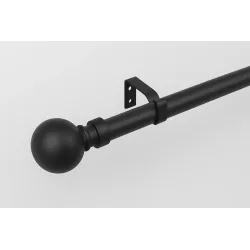 Curtain Rod & Ball Single 2.5m Matt Black