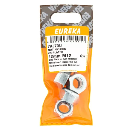 Eureka Nylock Nut Zink Plated 12mm M12 Quantity:5