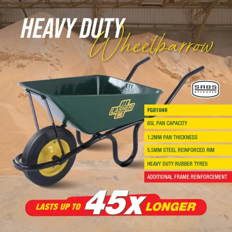 Lasher Heavy Duty Wheelbarrow, LASHER - Cashbuild