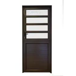 Aluminium Entrance Door 900X2100 Stable, 4 Pane, Left/Right Hand, Bronze,Tsg Obscure