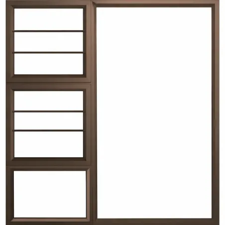 Window Frame Aluminium Ptt1515 Bronze With Burglar Bars With Clear Float Glass And Handle Left Hand,  - Cashbuild