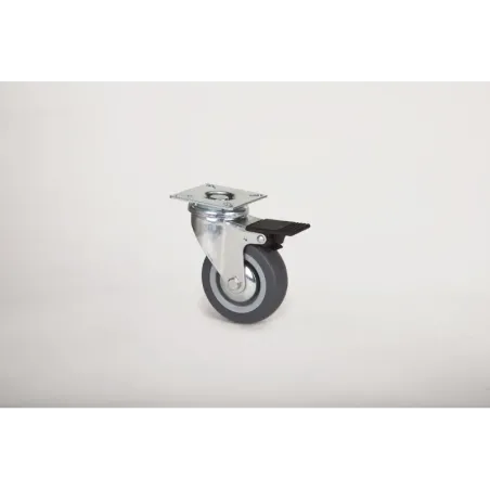 CASTOR 100MM GREY RUBBER SWIVEL PLATE & BRAKE, HILLALDAM - Cashbuild