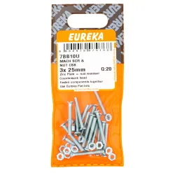 Eureka Machine Screw & Nut 3x25mm Quantity:20