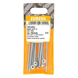 Eureka Machine Screw & Nut 4x75mm Quantity:8