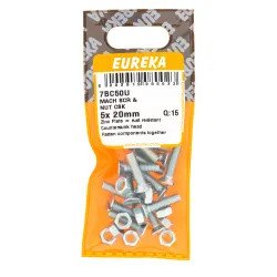 Eureka Machine Screw & Nut 5x20mm Quantity:15