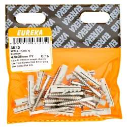 Eureka Wall Plug & Screw 45x38mm Quantity:15