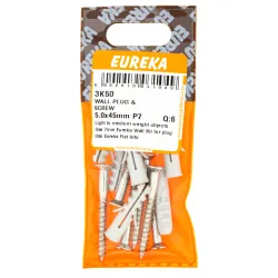 Eureka Wall Plug & Screw 50x45mm Quantity:6