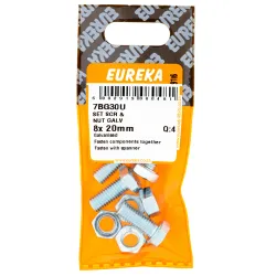 Eureka Set Screw & Nut Galvanized 8x50mm Quantity:4