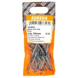 EUREKA SCREW WOOD COUNTER SUNK 4X30mm STL Quantity:25 - Cashbuild