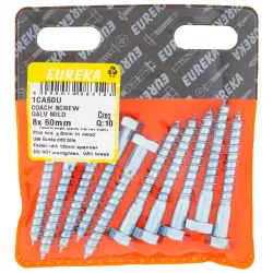 EUREKA COACH SCREW GALVANISED 8X60mm Quantity:10 - Cashbuild