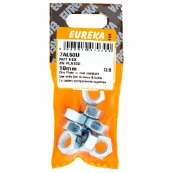 EUREKA NUT HEX 10mm ZINC PLATED Quantity:8 - Cashbuild