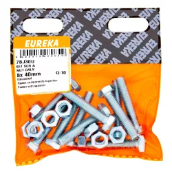 EUREKA HEX SET SCREW AND NUT 8X40mm GALVANISED Quantity:10 - Cashbuild