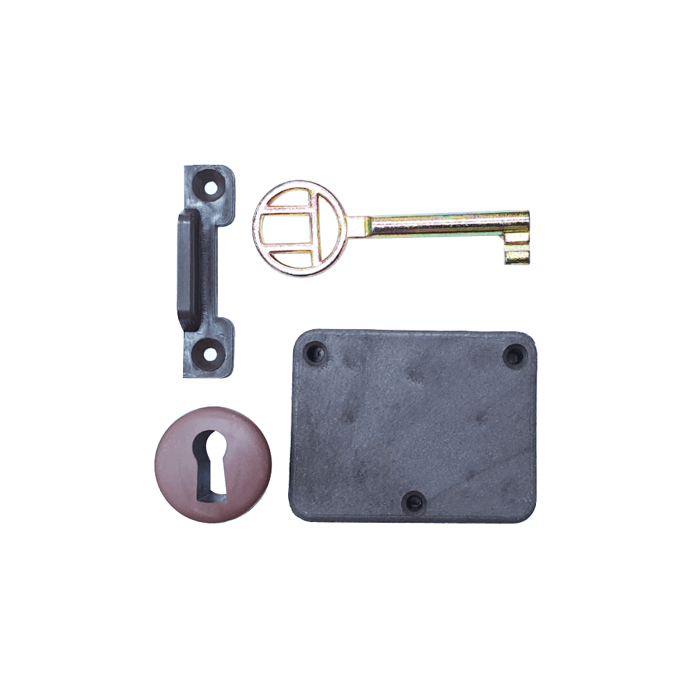 Brown Plastic Lock With Escutcheon & Keys