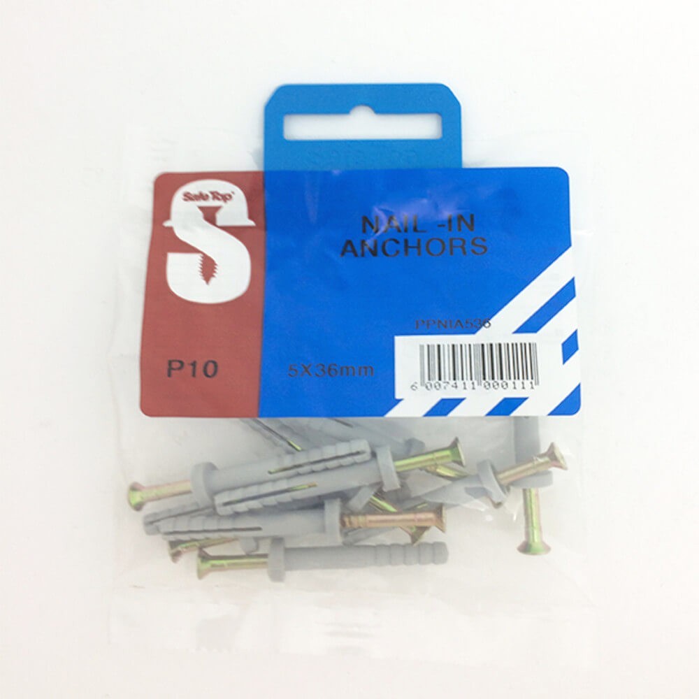 Pre Pack Nail In Anchors 5mm X 36mm Quantity:10