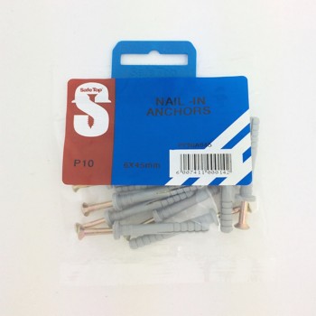 Pre Pack Nail In Anchors 6mm X 45mm Quantity:10