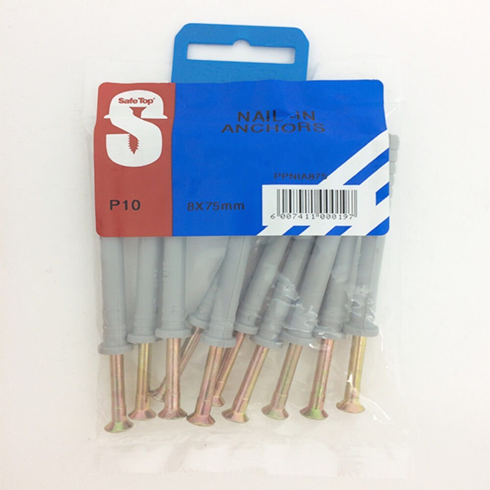 Pre Pack Nail in Anchors 8mm X 75mm Quantity10