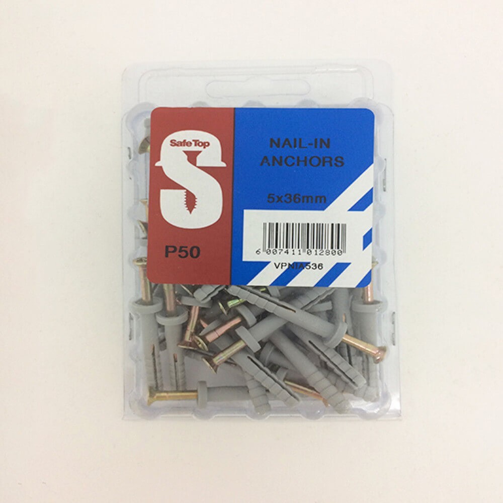 Value Pack Nail In Anchors 5mm X 36mm Quantity:50