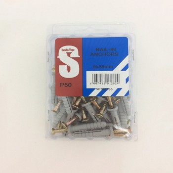 Value Pack Nail In Anchors 6mm X 35mm Quantity:50