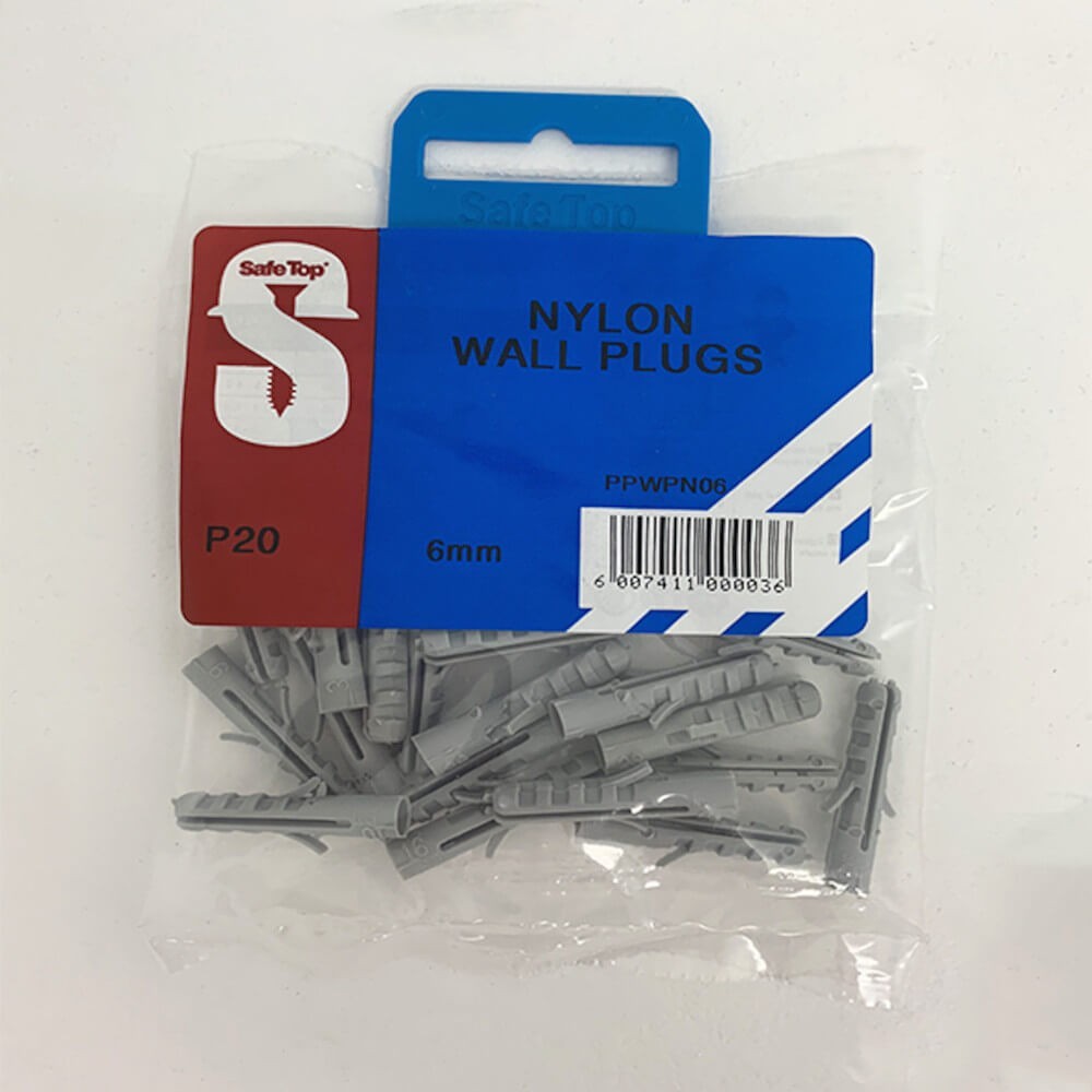 Pre Pack Wall Plugs Nylon 6mm Quantity:20