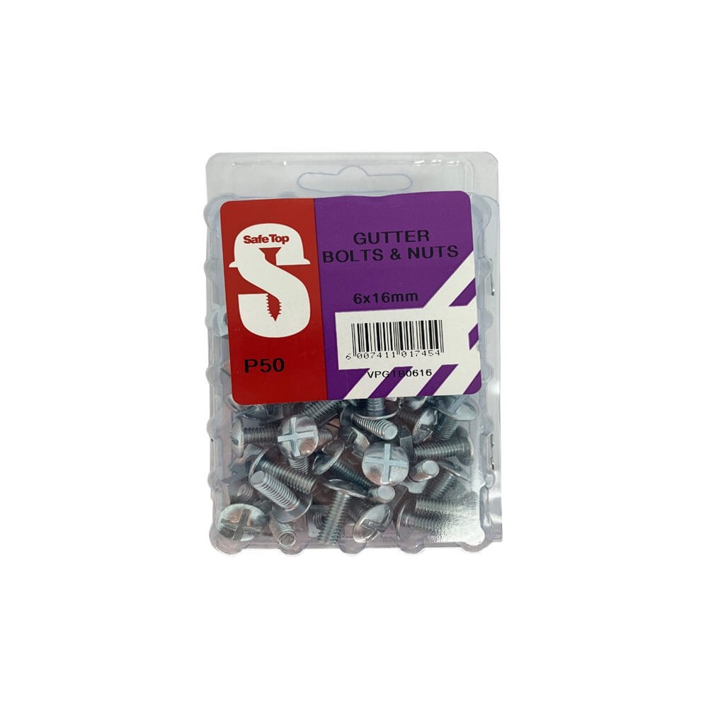 Value Pack Gutter Bolts & Nuts M6 X 16mm Quantity:50