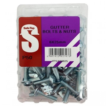 Value Pack Gutter Bolts & Nuts M6 X 25mm Quantity:50
