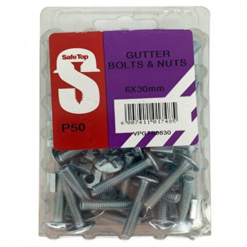 Value Pack Gutter Bolts & Nuts M6 X 30mm Quantity:50