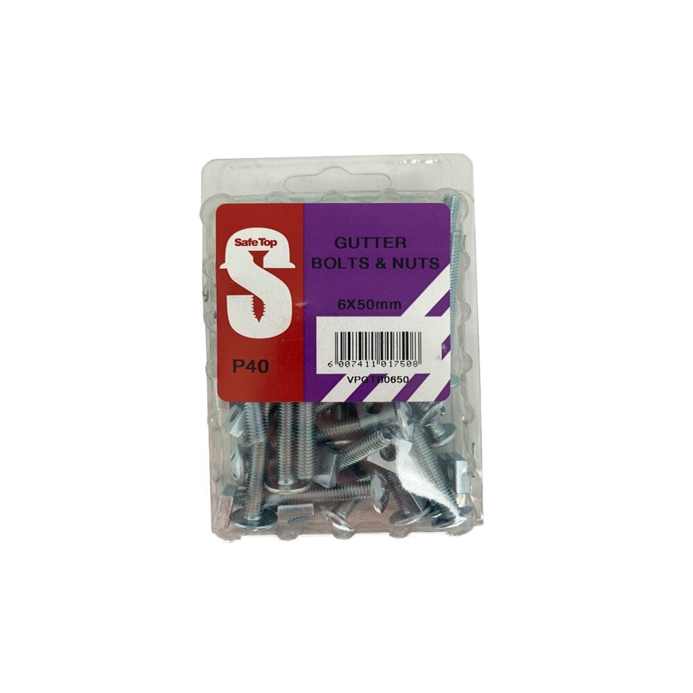 Value Pack Gutter Bolts & Nuts M6 X 50mm Quantity:40