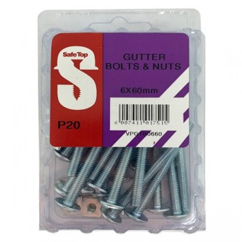 Value Pack Gutter Bolts & Nuts M6 X 60mm Quantity:20