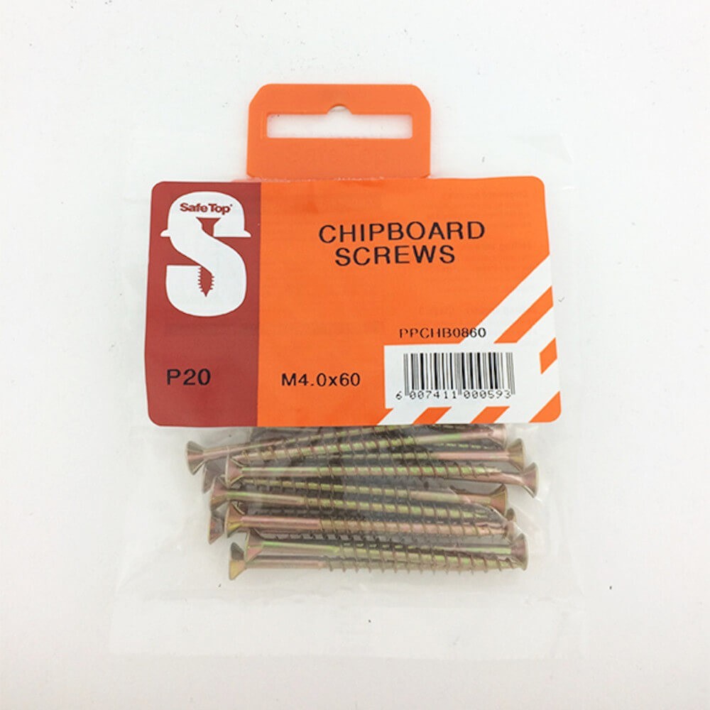 Pre Pack Chipboard Screws M4.0 X 60mm Quantity:20