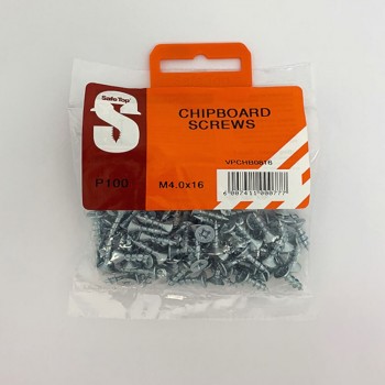 Value Pack Chipboard Screws M4.0 X 16mm Quantity:100