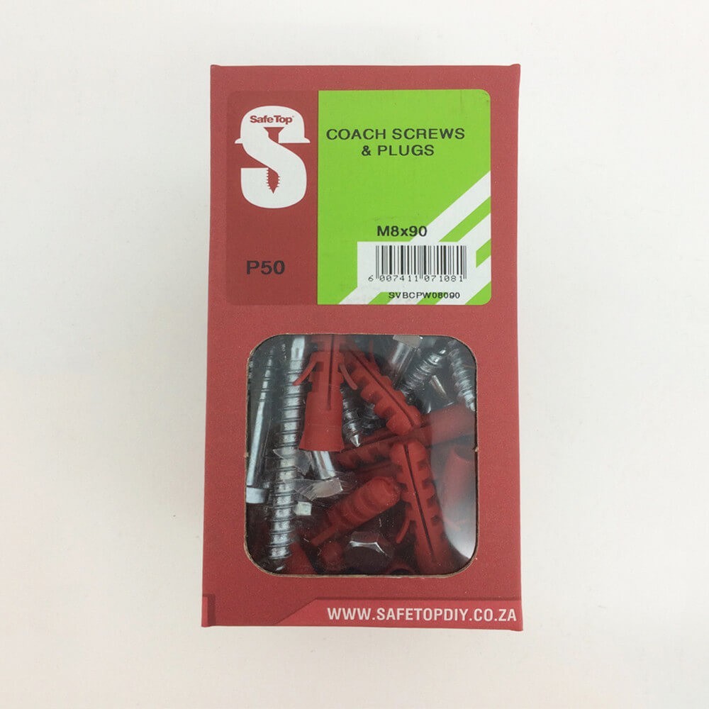 Svb Coach Screws & Plugs M8 X 90mm Quantity50, SAFETOP Cashbuild