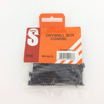 Pre Pack Drywall Screws Course M4.0 X 75mm Quantity:20