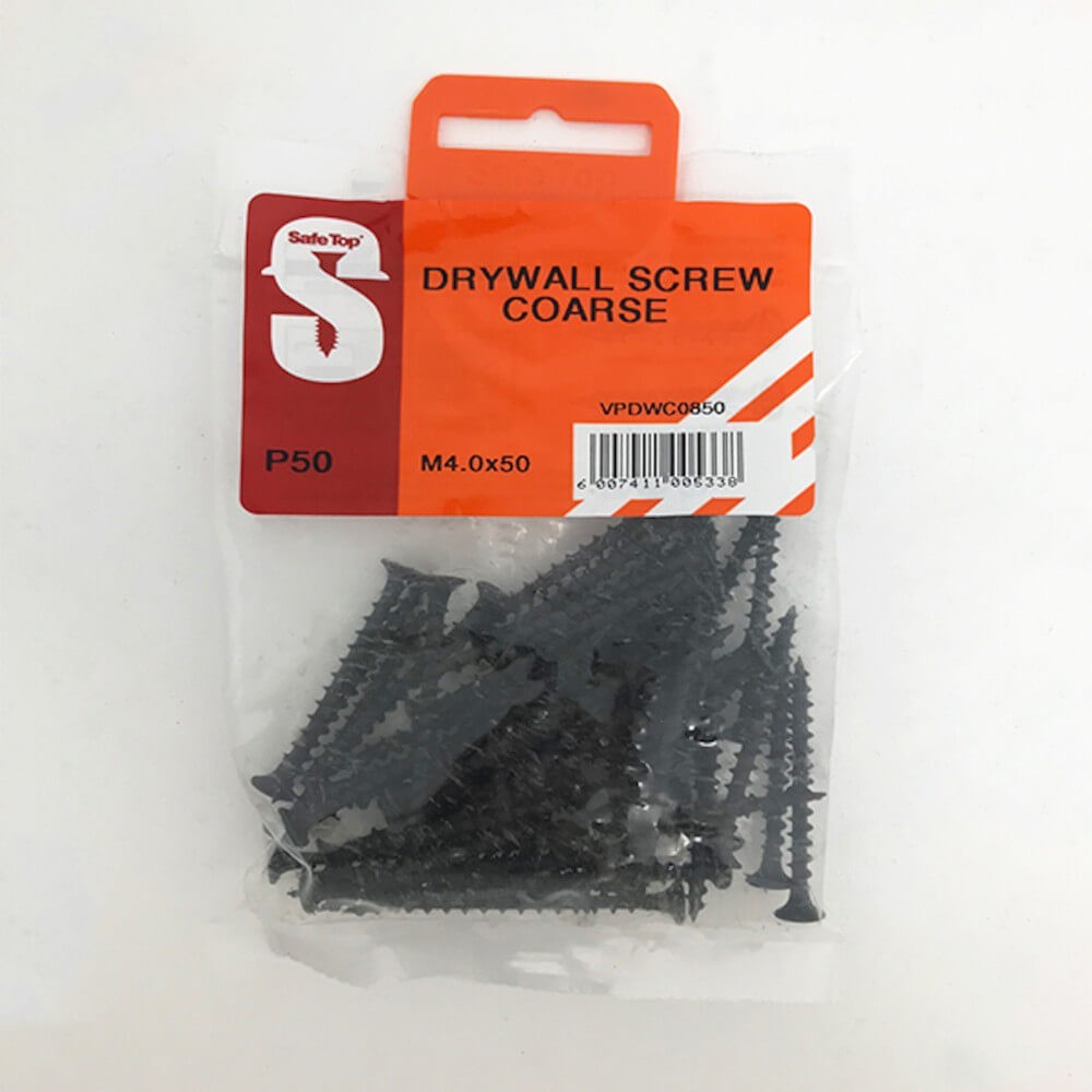Value Pack Drywall Screws Course M4.0 X 50mm Quantity50, SAFETOP