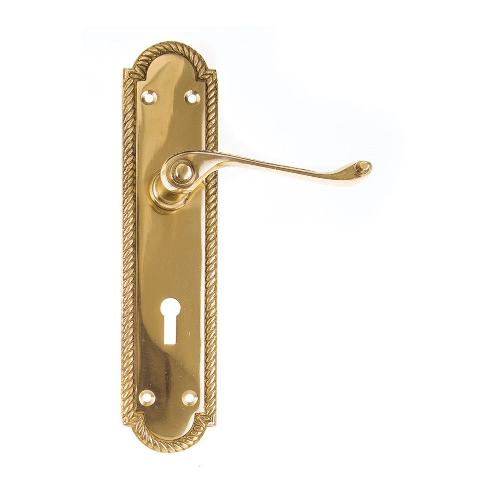 8" Georgian Scroll Keyhole Handle Brass