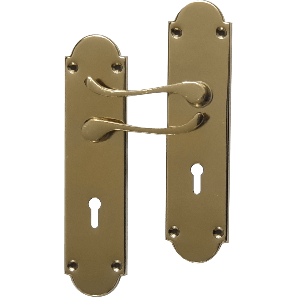 Steel 8" Victorian Keyhole Scroll Handle Brass Plated