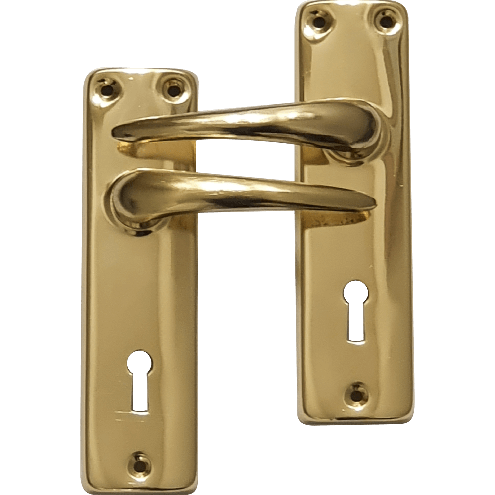 Keyhole Lever Handles Brass Plated