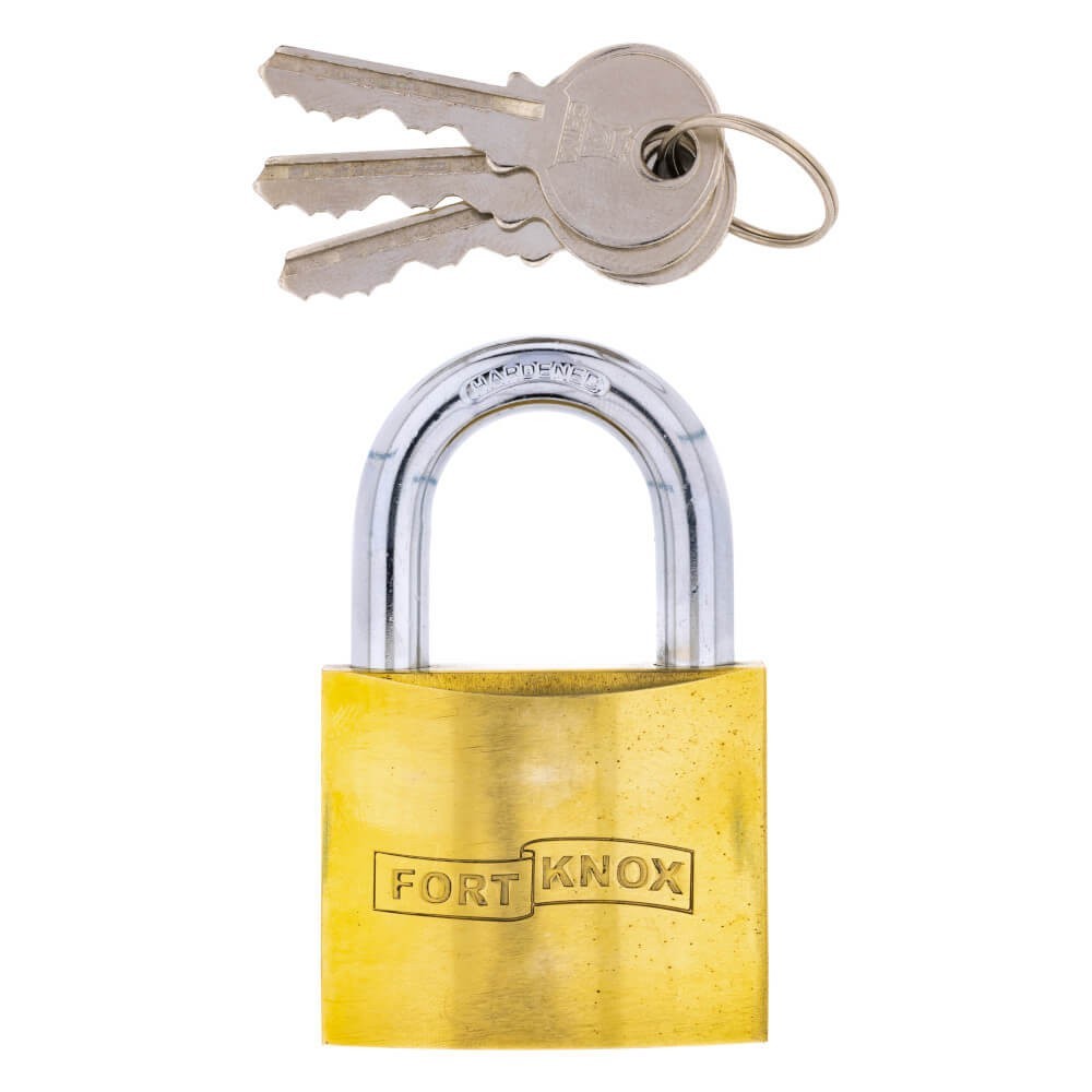 Fort Knox Brass Padlock 50mm Quantity3, FORT KNOX Cashbuild