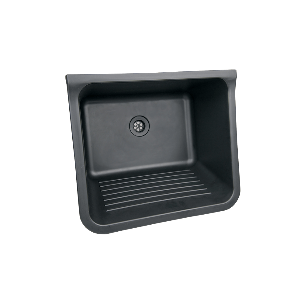 Plastic Black 40lt Washtrough C/w Waste & Bracket Set, Cashbuild