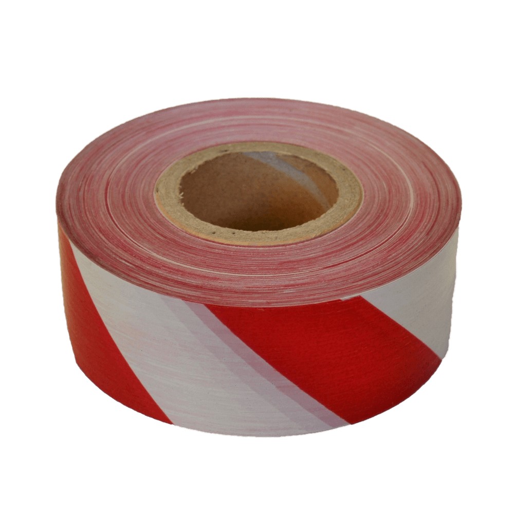 Red/white Barrier Tape 75mm Wide X 50mic X 500m Per Roll