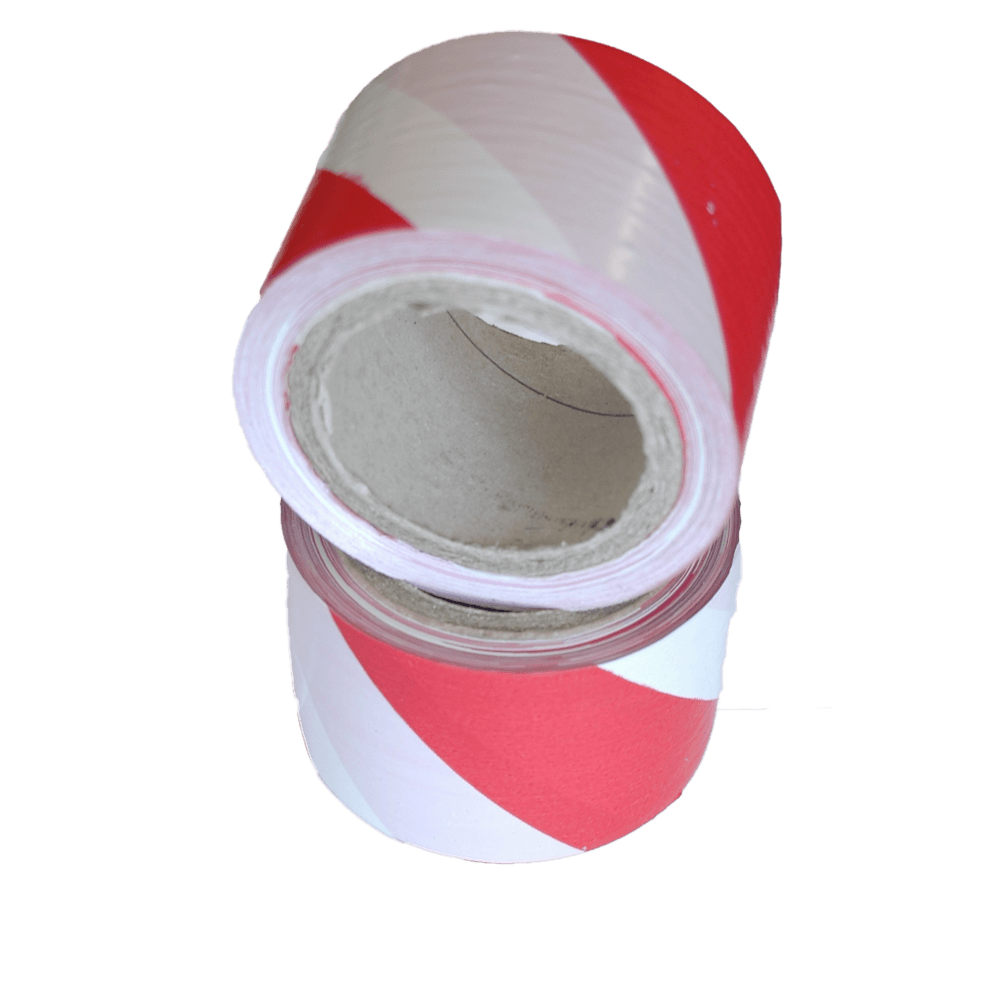 Red/white Barrier Tape 75mm Wide X 50mic X 100m Per Roll