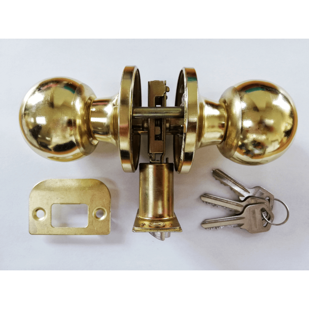 Entrance Lockset Polished Brass Round
