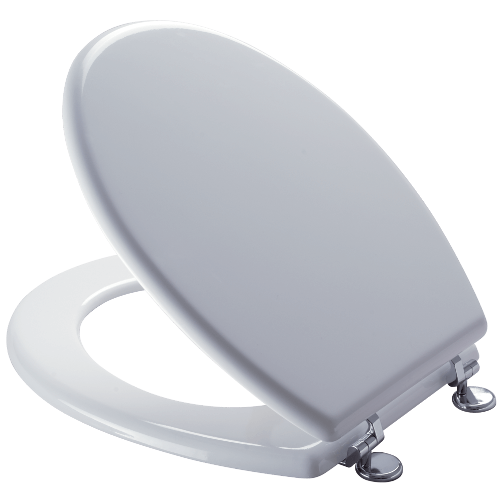 MDF WOODEN TOILET SEAT W/ FITTINGS ADJUSTABLE CHROME HINGES BATHROOM SOFT CLOSE 