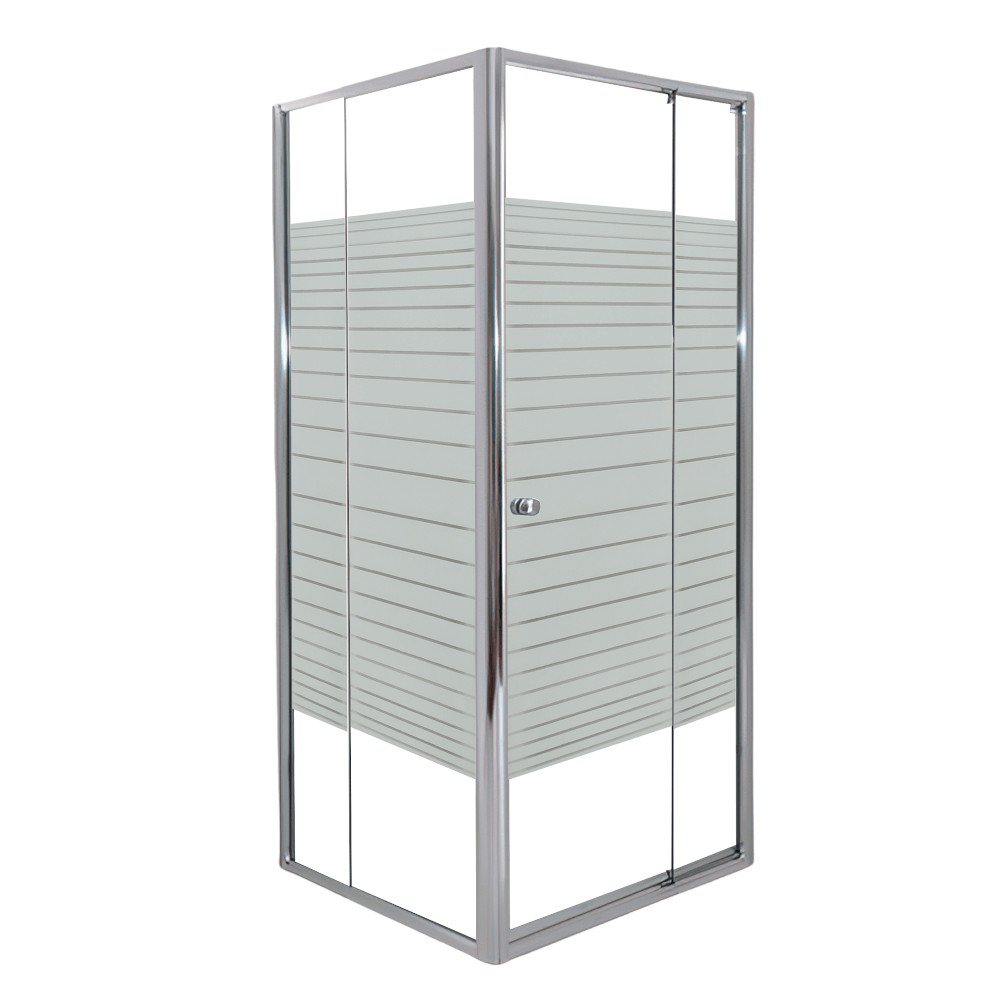 Semi Frameless Pivot White Stripe Shower Door 900 X 900 X 1800